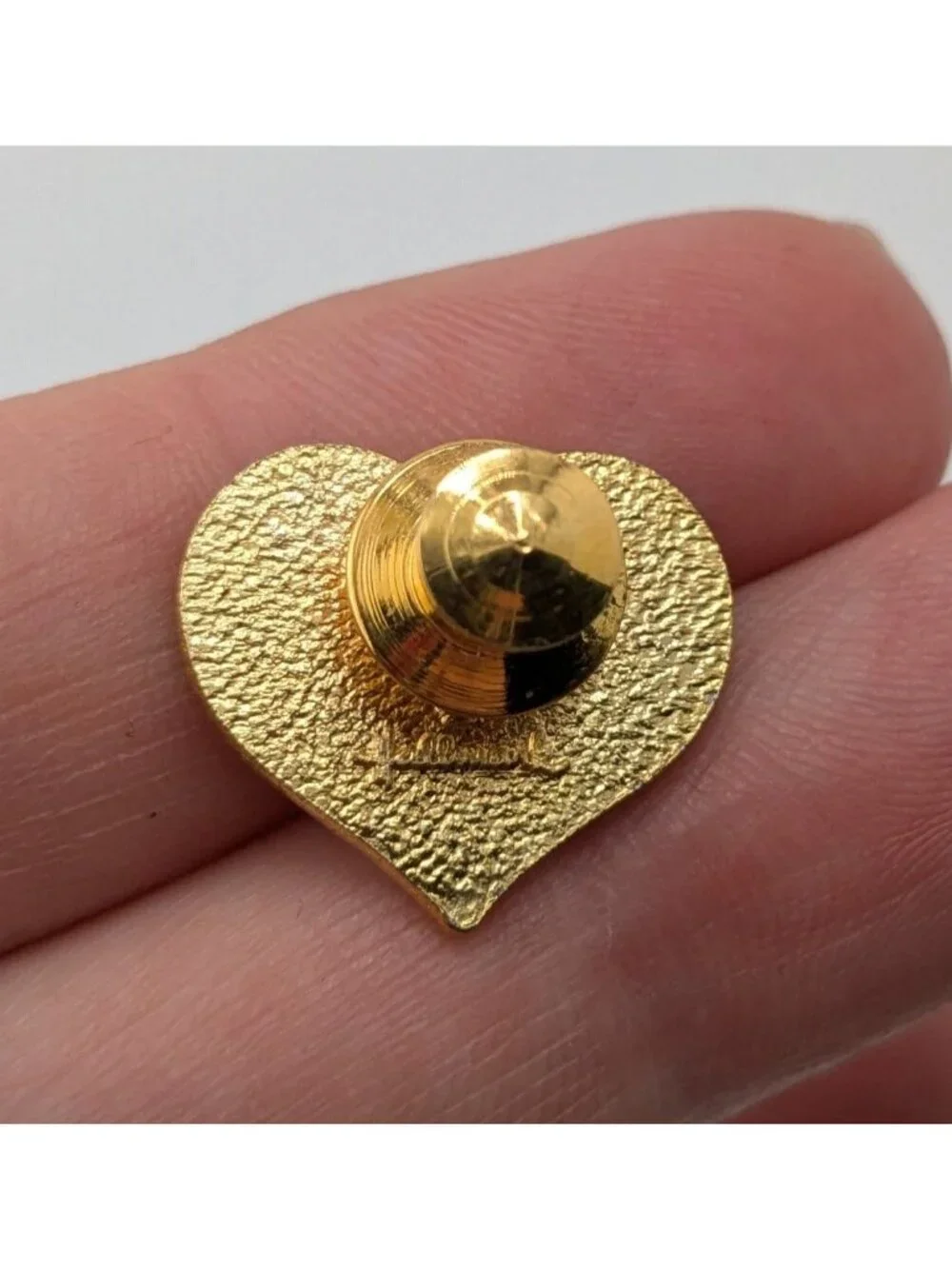 Vintage Hallmark Pin Heart Brooch Red Gold Tone Valentines Day